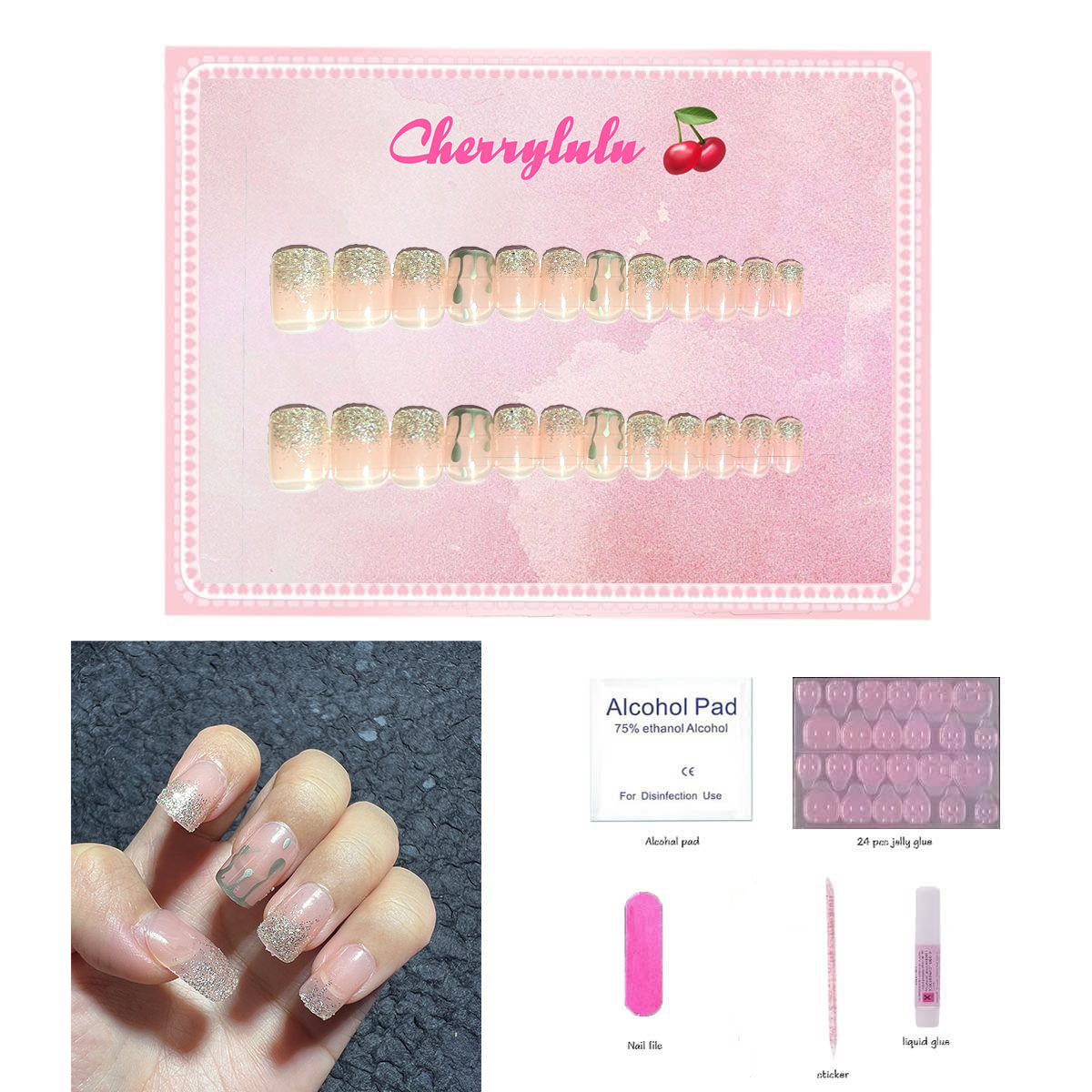 【Buy 3 Get 1 Free】S1-S44 Short Nails 24pcs Press On Nails include free nail toolkits