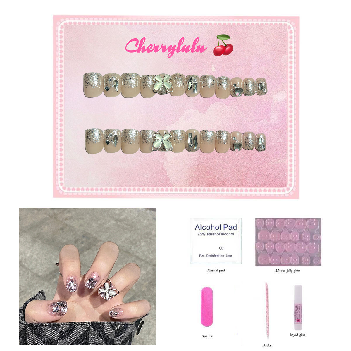 【Buy 3 Get 1 Free】S1-S44 Short Nails 24pcs Press On Nails include free nail toolkits