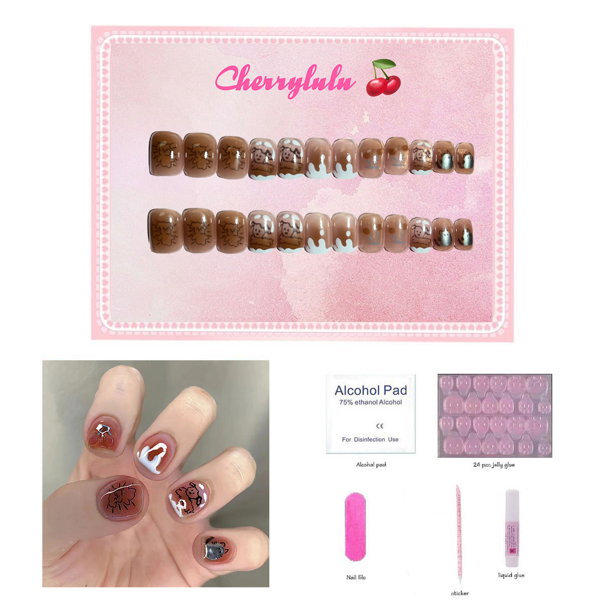 【Buy 3 Get 1 Free】S1-S44 Short Nails 24pcs Press On Nails include free nail toolkits