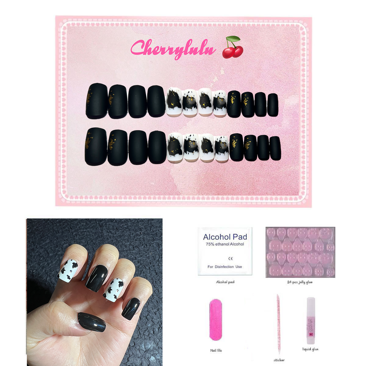 【Buy 3 Get 1 Free】S1-S44 Short Nails 24pcs Press On Nails include free nail toolkits