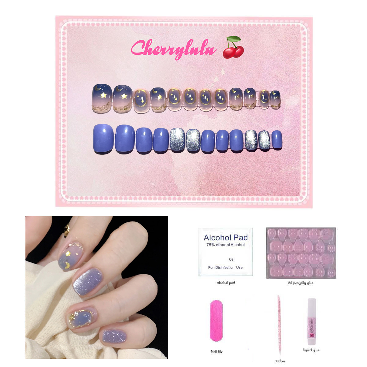 【Buy 3 Get 1 Free】S1-S44 Short Nails 24pcs Press On Nails include free nail toolkits