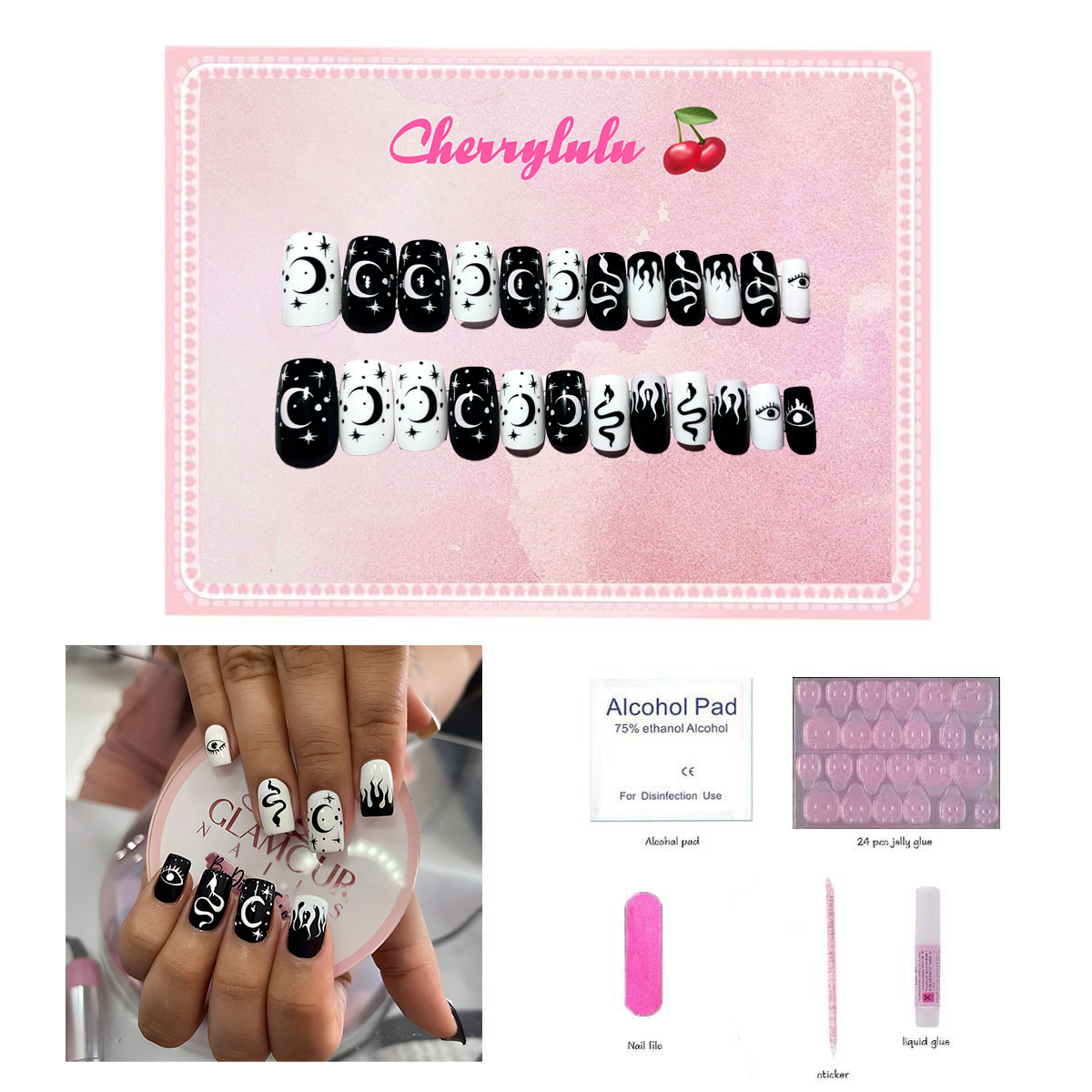 【Buy 3 Get 1 Free】S1-S44 Short Nails 24pcs Press On Nails include free nail toolkits