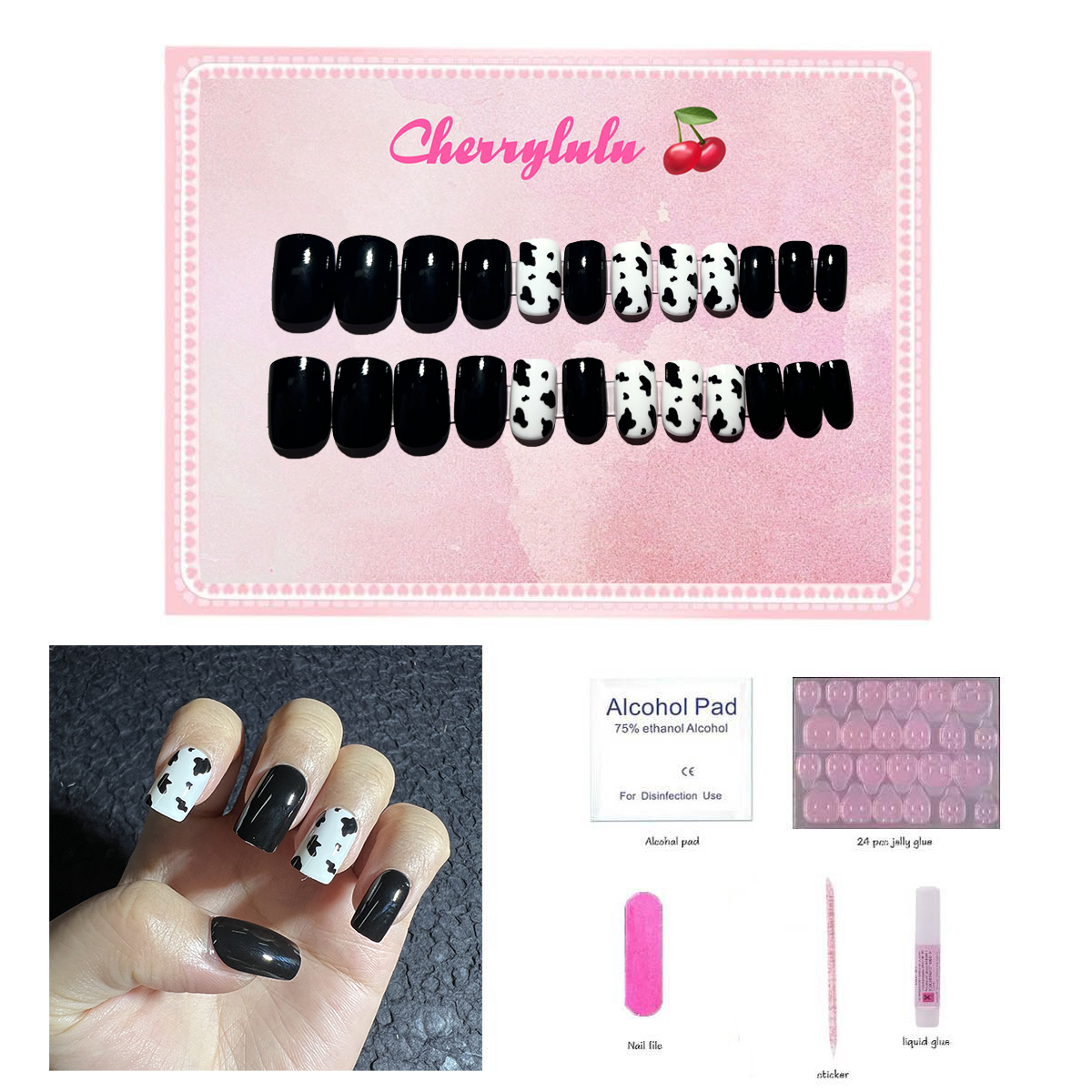 【Buy 3 Get 1 Free】S1-S44 Short Nails 24pcs Press On Nails include free nail toolkits