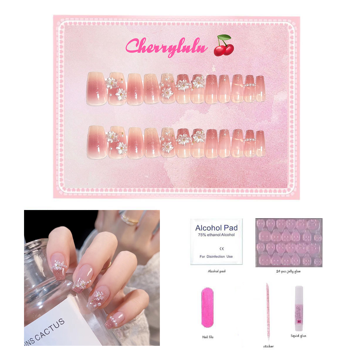 【Buy 3 Get 1 Free】S1-S44 Short Nails 24pcs Press On Nails include free nail toolkits