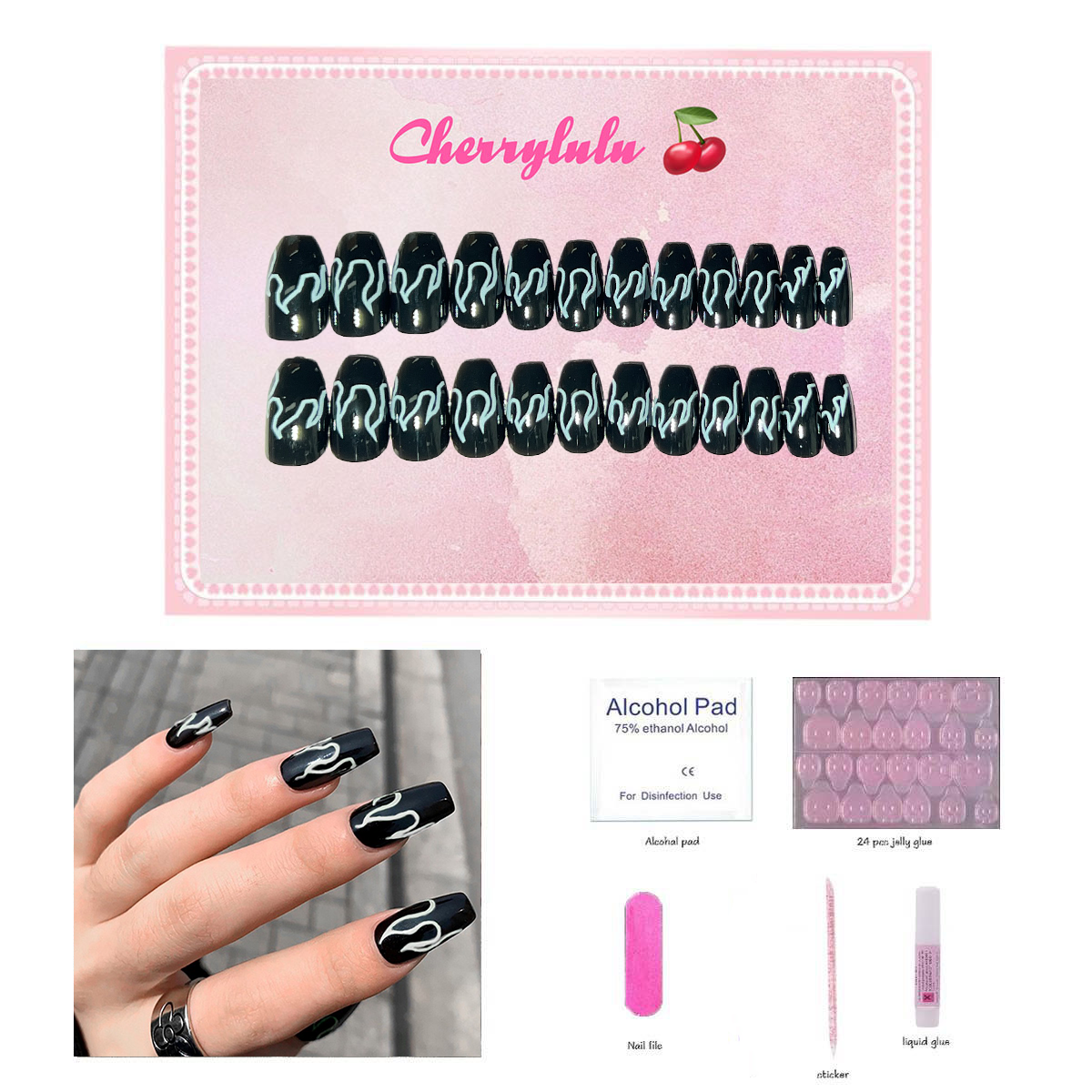 【Buy 3 Get 1 Free】S1-S44 Short Nails 24pcs Press On Nails include free nail toolkits