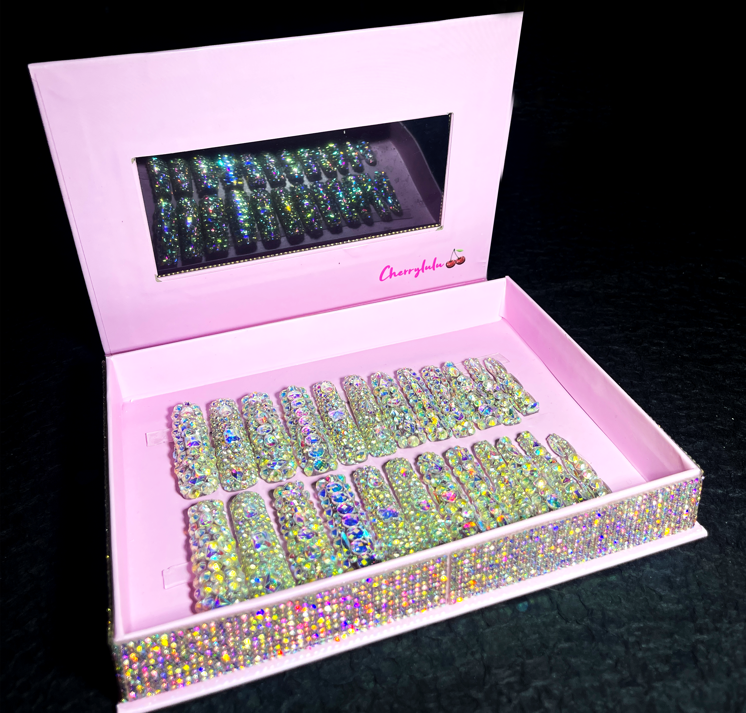 Eternal Stunning Handmade Press On Nails With Rhinestone And Crystal 24pcs