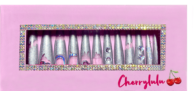 【HAND MADE】Eternal Stunning Luxury Press On Nails With Rhinestone And Crystal 10pcs - Cherrylulu Beauty