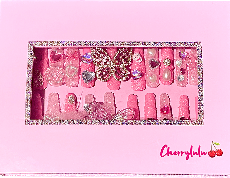 【HAND MADE】Eternal Stunning Luxury Press On Nails With Rhinestone And Crystal 24pcs - Cherrylulu Beauty