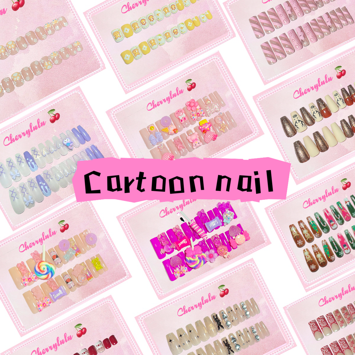 【Cartoon nail】High Quality Press On Nails with free Nail Art Toolkits