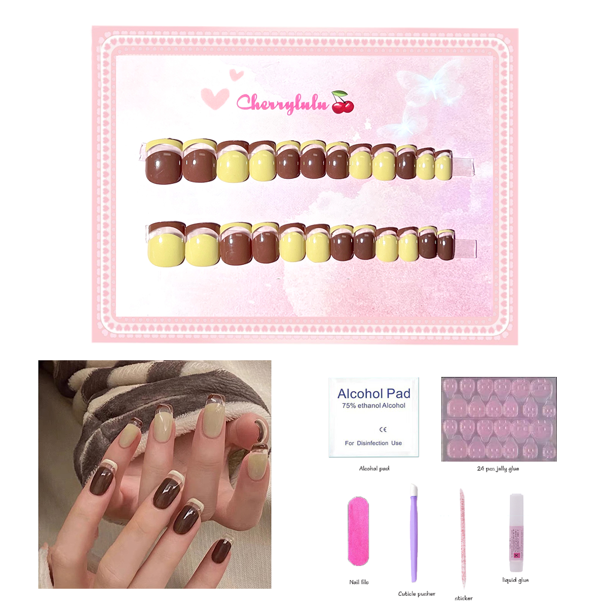 【Buy 3 Get 1 Free】S1-S44 Short Nails 24pcs Press On Nails include free nail toolkits