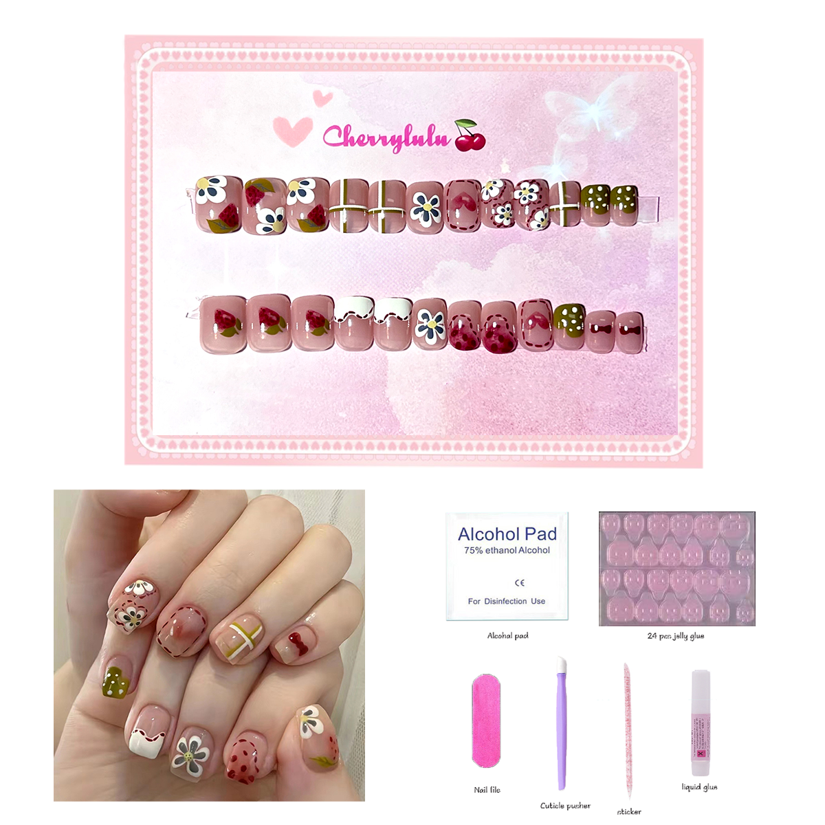 【Buy 3 Get 1 Free】S1-S44 Short Nails 24pcs Press On Nails include free nail toolkits