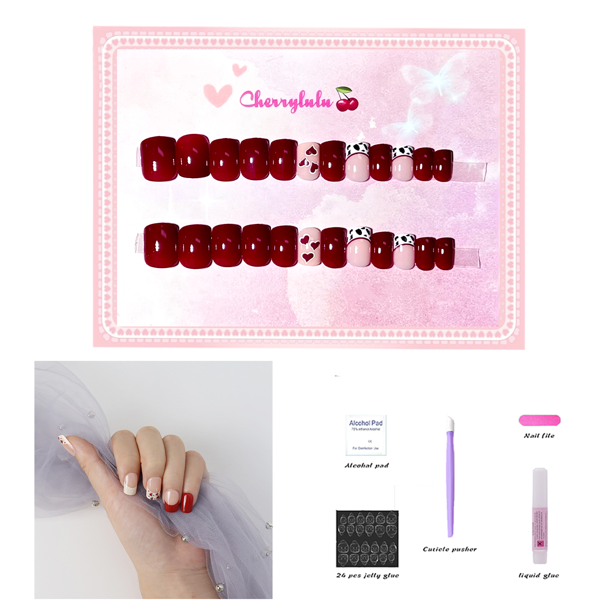 【Buy 3 Get 1 Free】S1-S44 Short Nails 24pcs Press On Nails include free nail toolkits