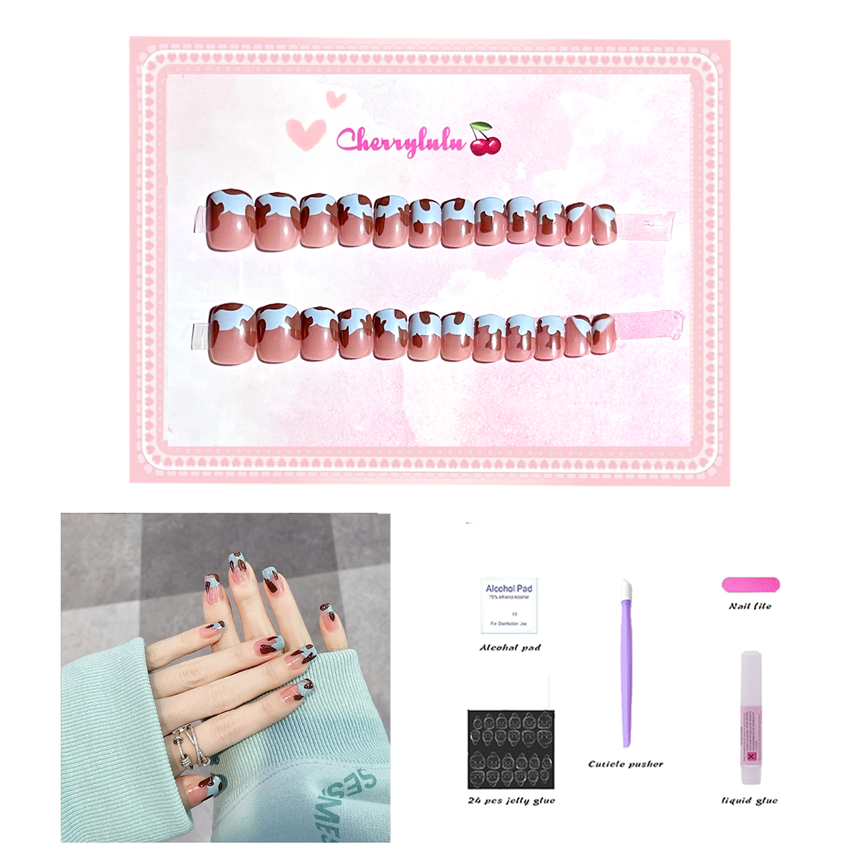 【Buy 3 Get 1 Free】S1-S44 Short Nails 24pcs Press On Nails include free nail toolkits