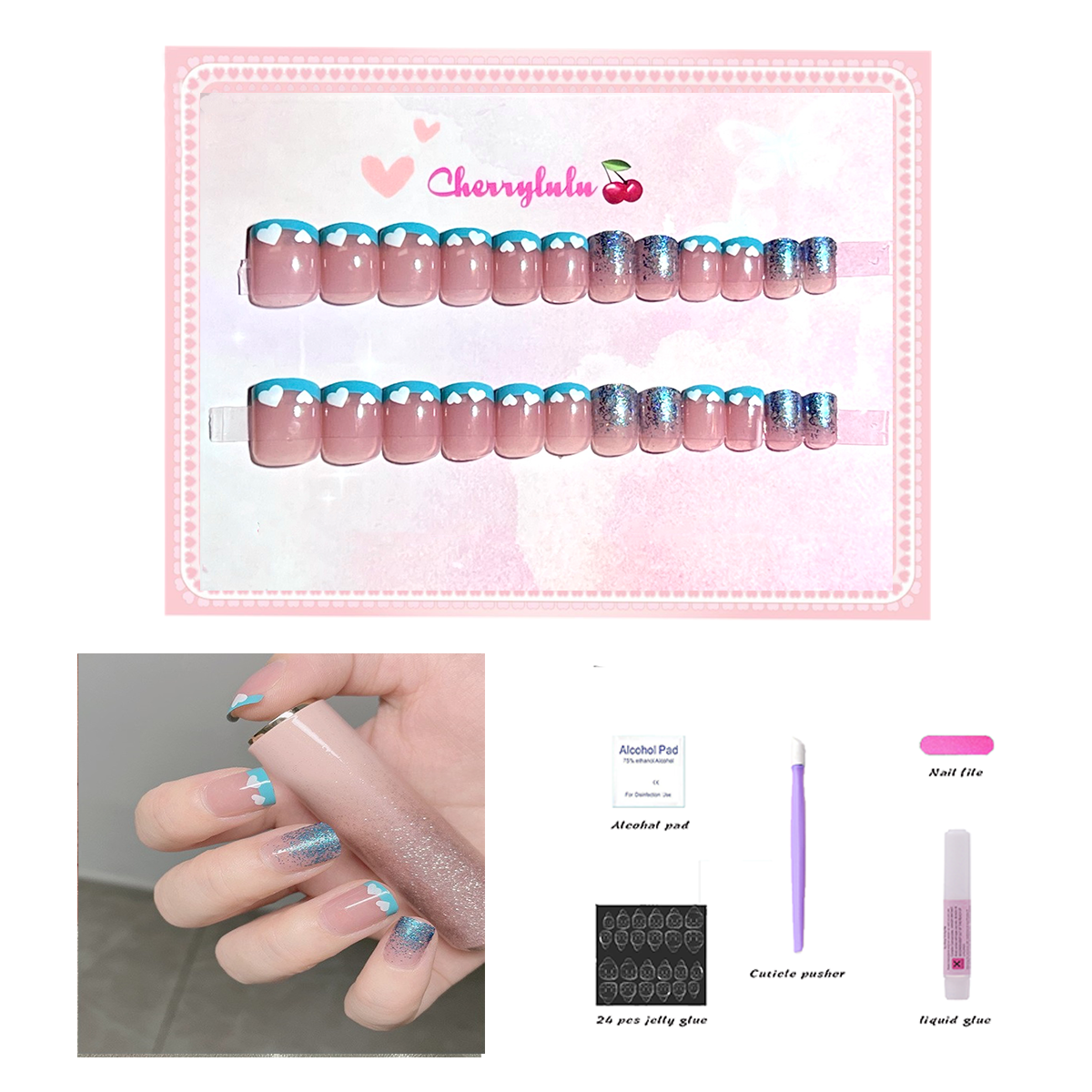 【Buy 3 Get 1 Free】S1-S44 Short Nails 24pcs Press On Nails include free nail toolkits