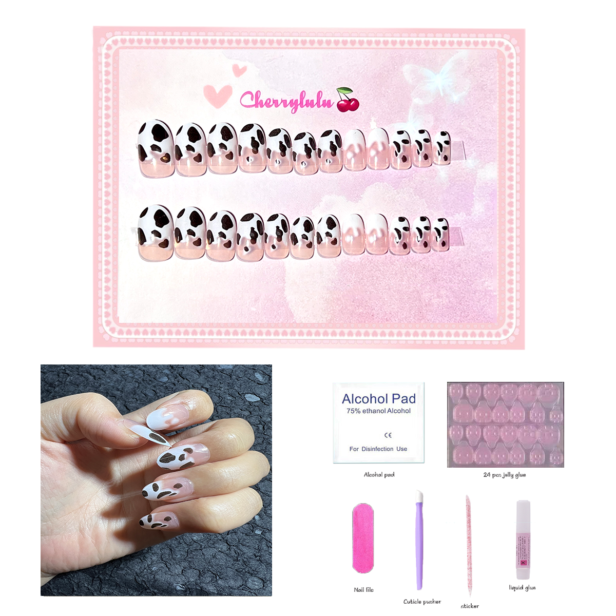 【Buy 3 Get 1 Free】S1-S44 Short Nails 24pcs Press On Nails include free nail toolkits