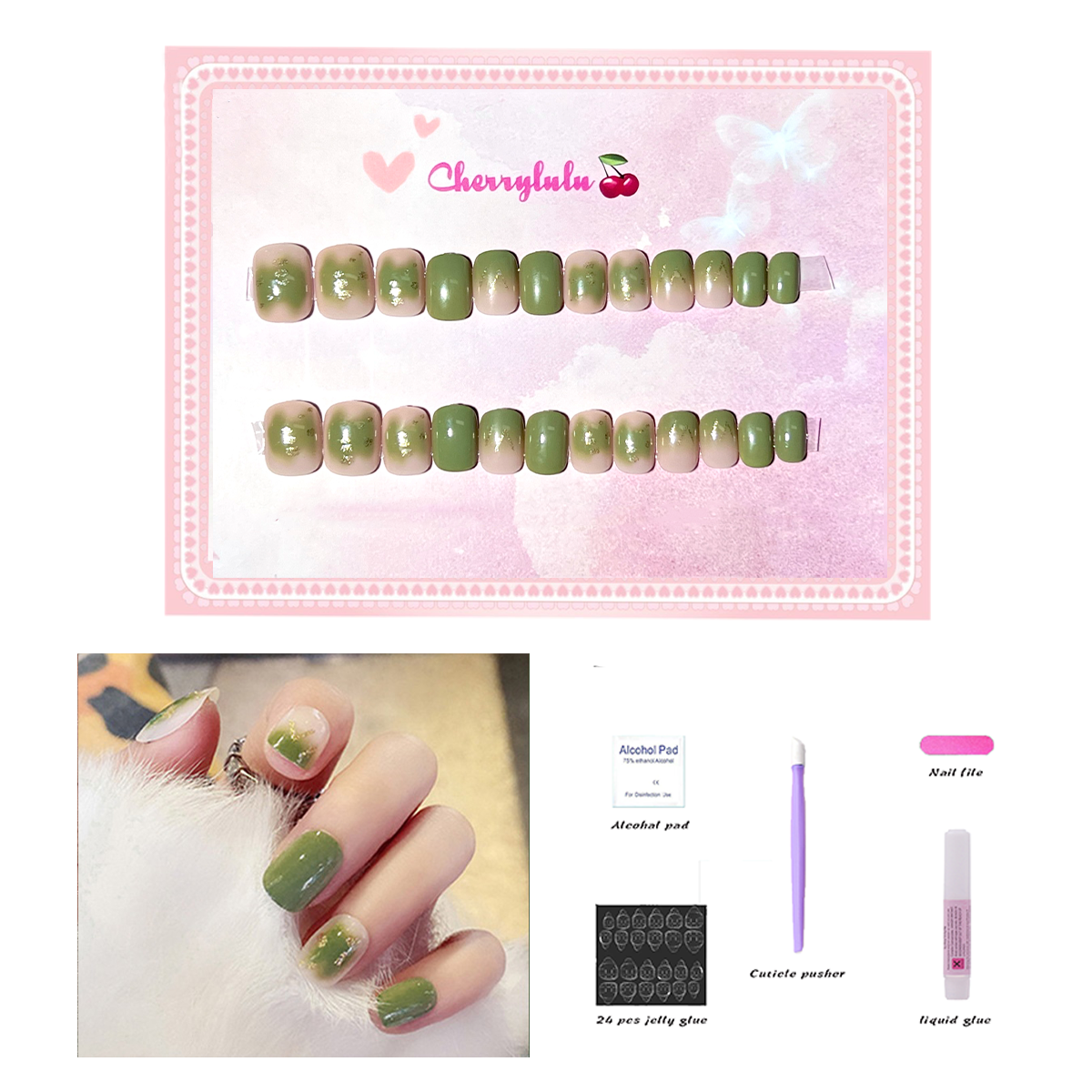 【Buy 3 Get 1 Free】S1-S44 Short Nails 24pcs Press On Nails include free nail toolkits