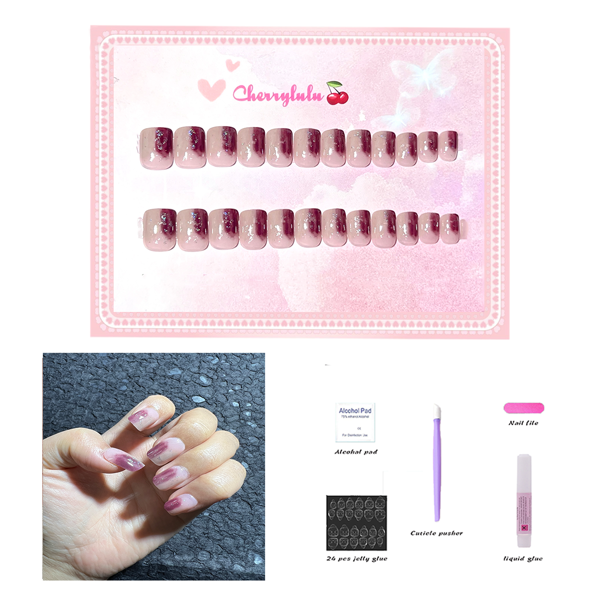 【Buy 3 Get 1 Free】S1-S44 Short Nails 24pcs Press On Nails include free nail toolkits