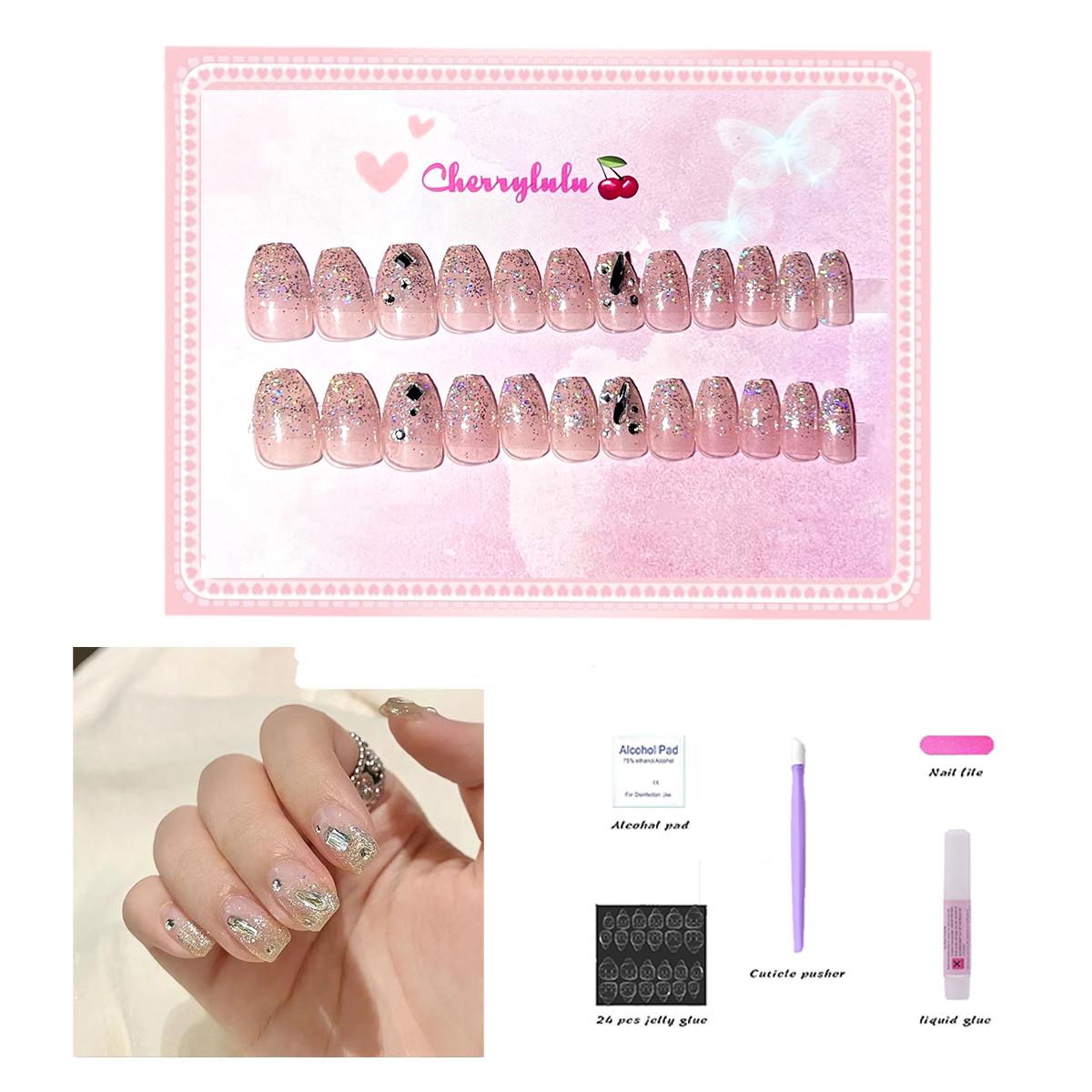 【Buy 3 Get 1 Free】S1-S44 Short Nails 24pcs Press On Nails include free nail toolkits