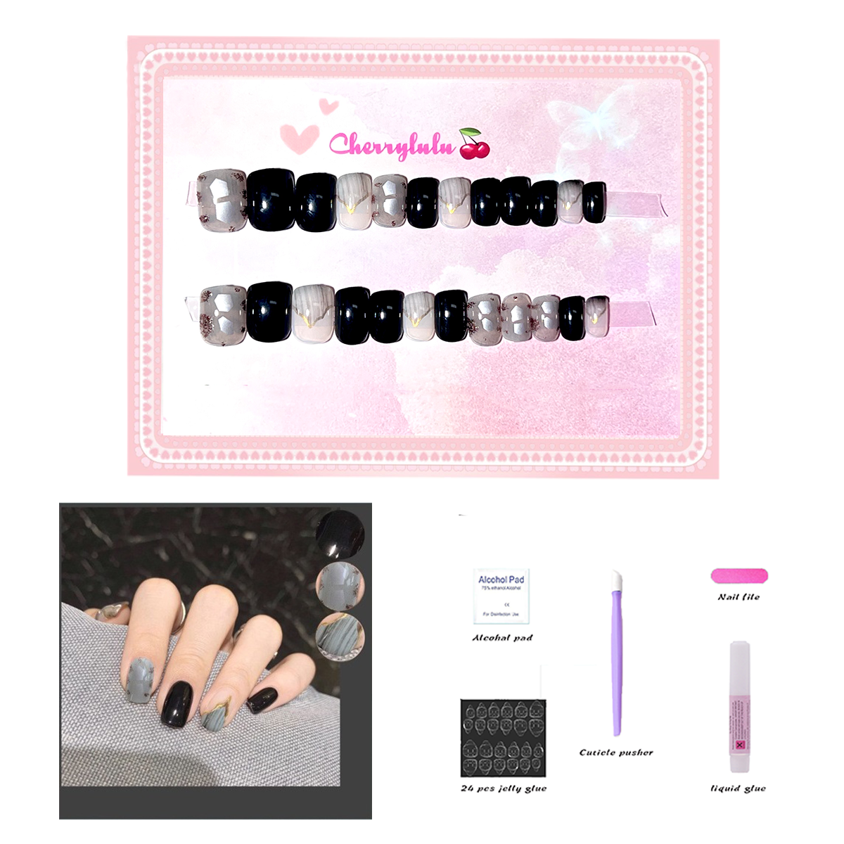 【Buy 3 Get 1 Free】S1-S44 Short Nails 24pcs Press On Nails include free nail toolkits