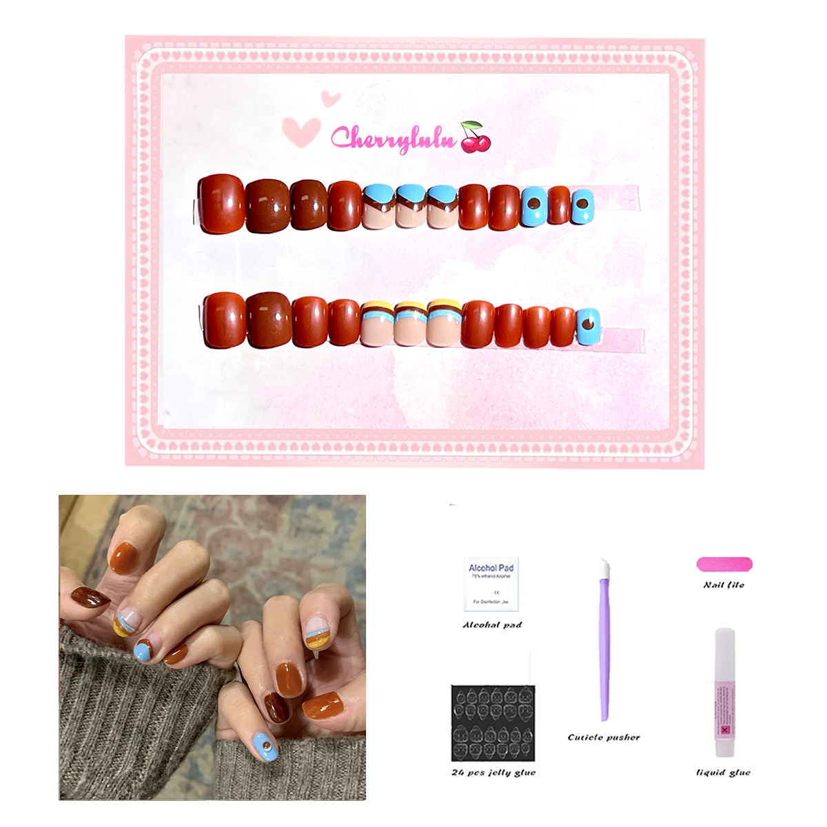 【Buy 3 Get 1 Free】S1-S44 Short Nails 24pcs Press On Nails include free nail toolkits