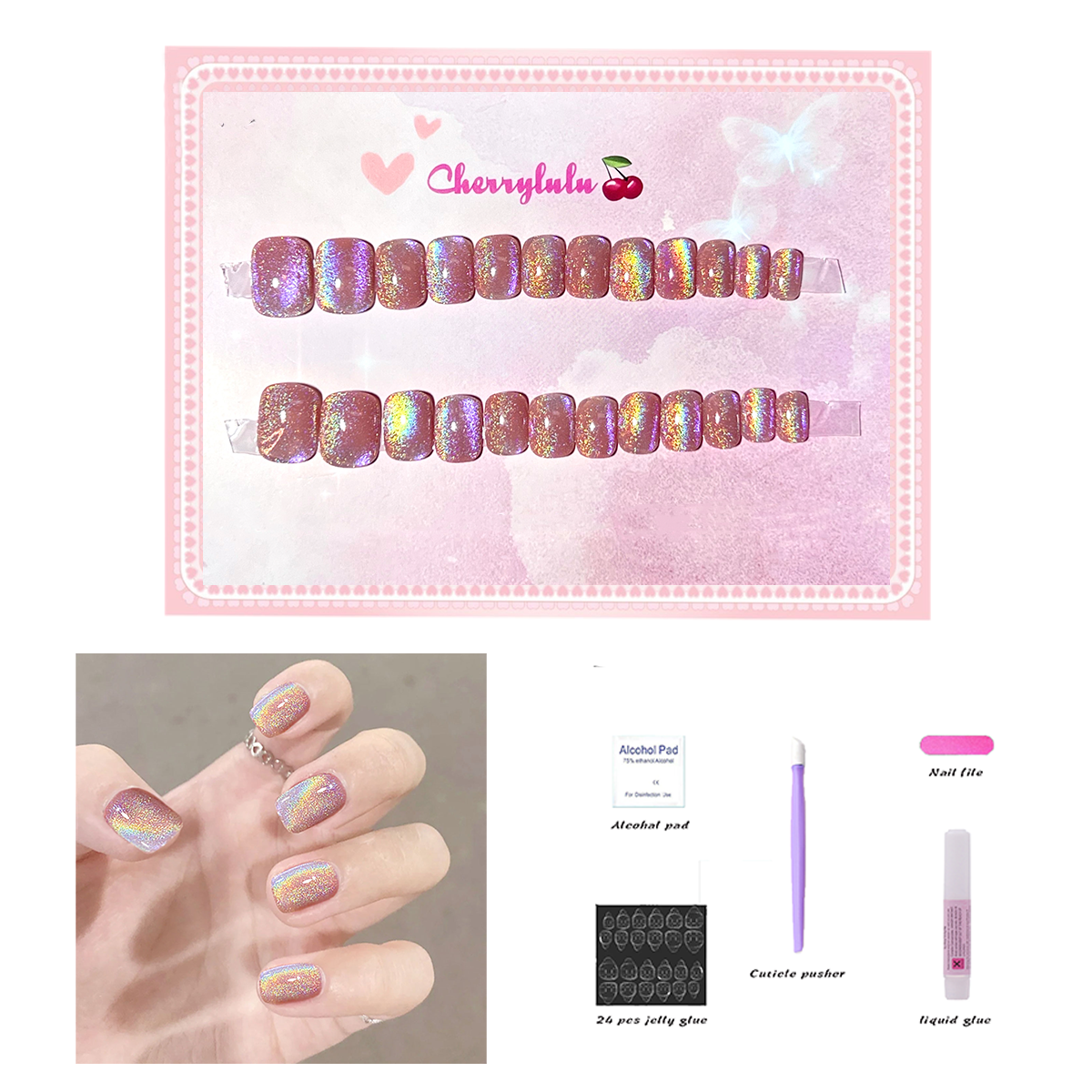 【Buy 3 Get 1 Free】S1-S44 Short Nails 24pcs Press On Nails include free nail toolkits