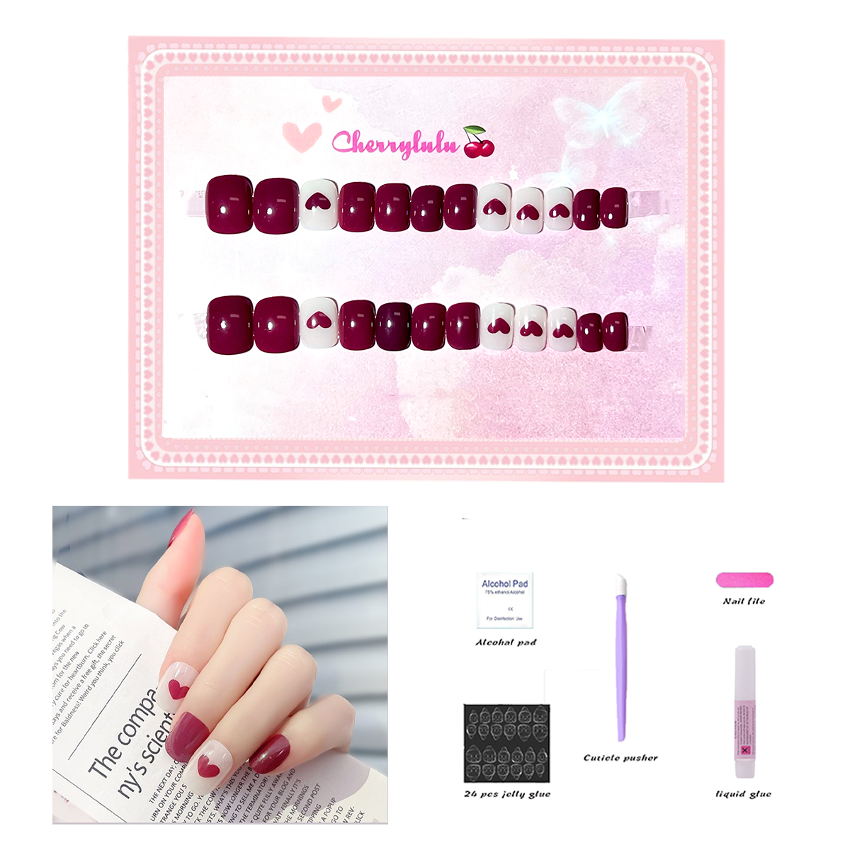 【Buy 3 Get 1 Free】S1-S44 Short Nails 24pcs Press On Nails include free nail toolkits