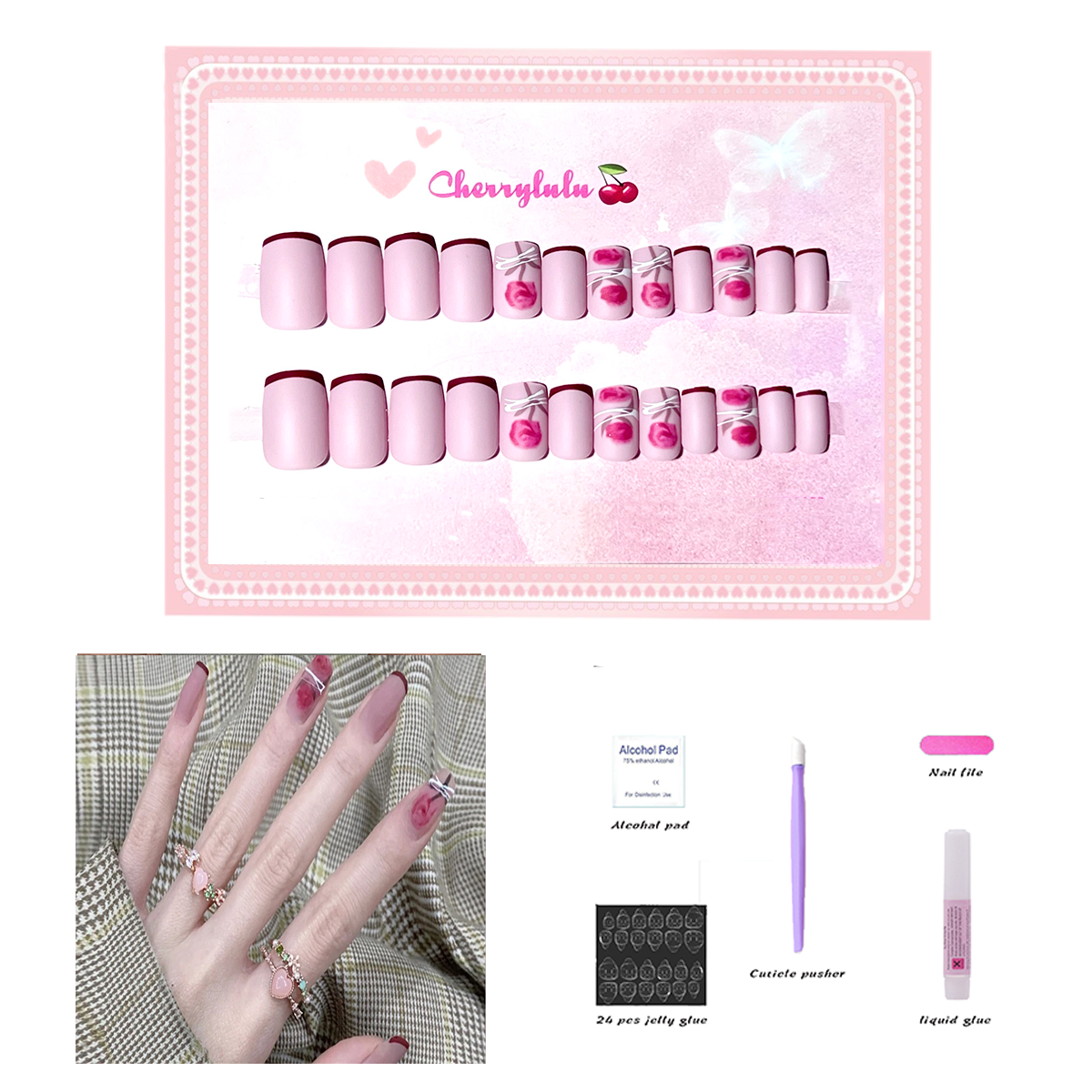 【Buy 3 Get 1 Free】S1-S44 Short Nails 24pcs Press On Nails include free nail toolkits