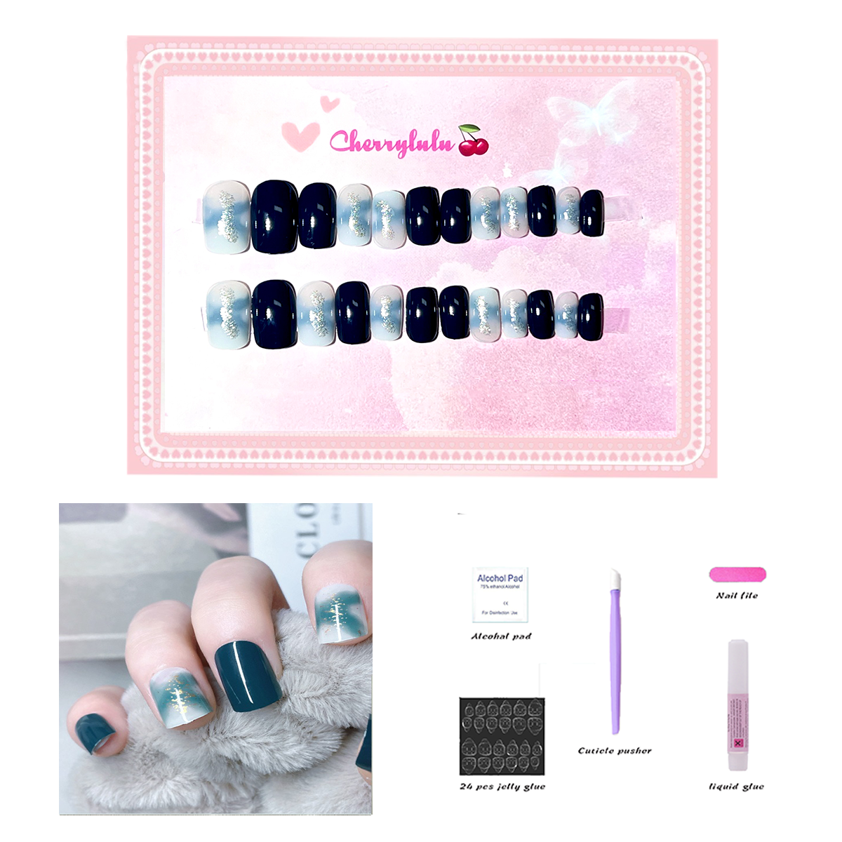 【Buy 3 Get 1 Free】S1-S44 Short Nails 24pcs Press On Nails include free nail toolkits