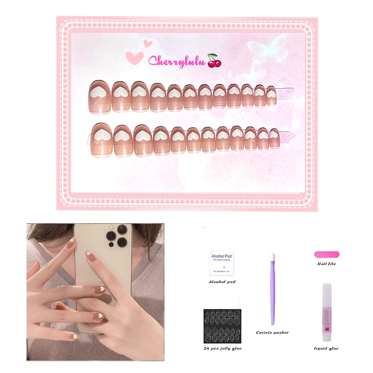 【Buy 3 Get 1 Free】S1-S44 Short Nails 24pcs Press On Nails include free nail toolkits