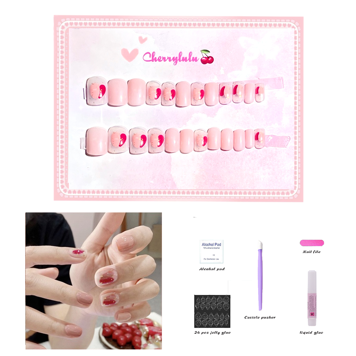 【Buy 3 Get 1 Free】S1-S44 Short Nails 24pcs Press On Nails include free nail toolkits