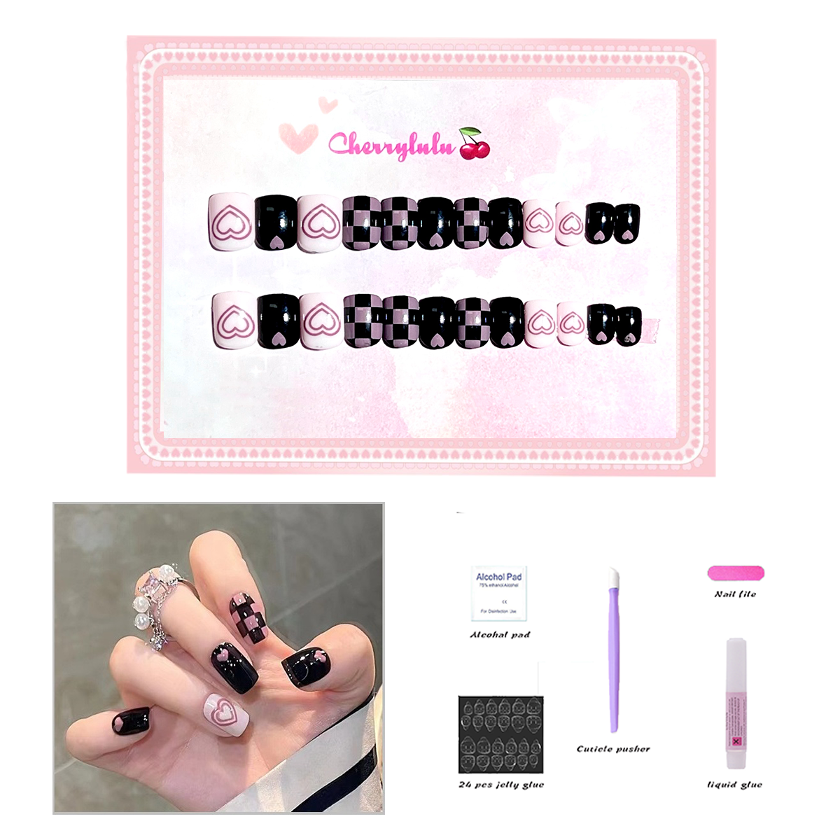 【Buy 3 Get 1 Free】S1-S44 Short Nails 24pcs Press On Nails include free nail toolkits