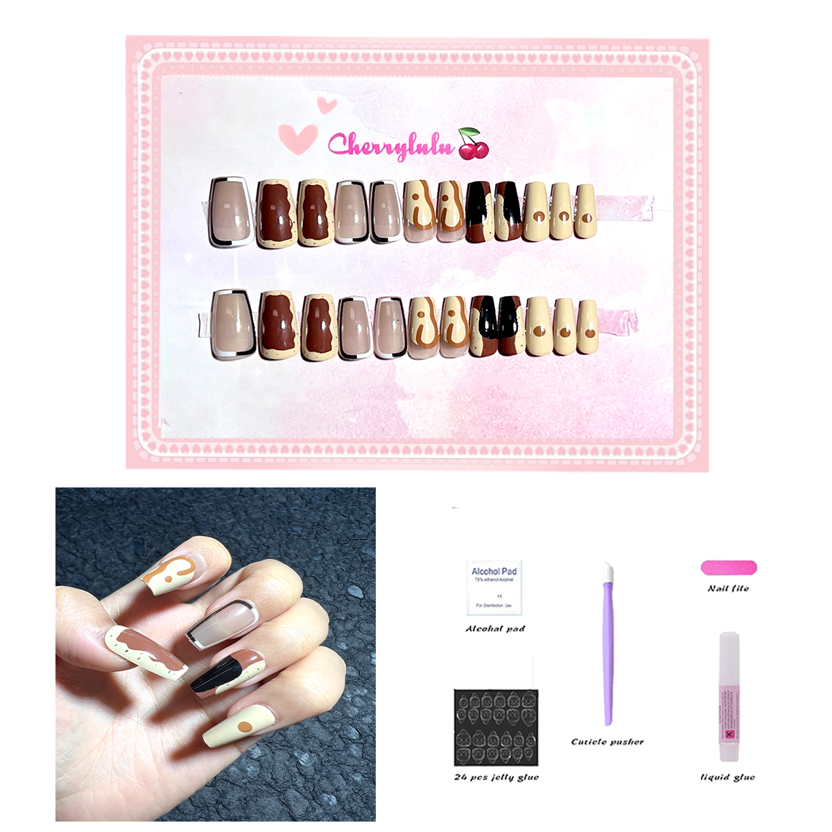 【Buy 3 Get 1 Free】S1-S44 Short Nails 24pcs Press On Nails include free nail toolkits