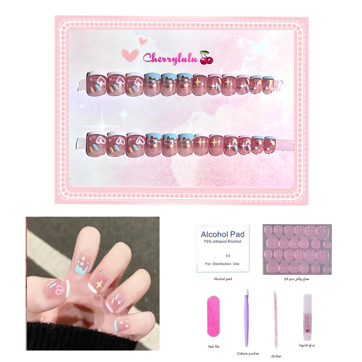 【Buy 3 Get 1 Free】S1-S44 Short Nails 24pcs Press On Nails include free nail toolkits