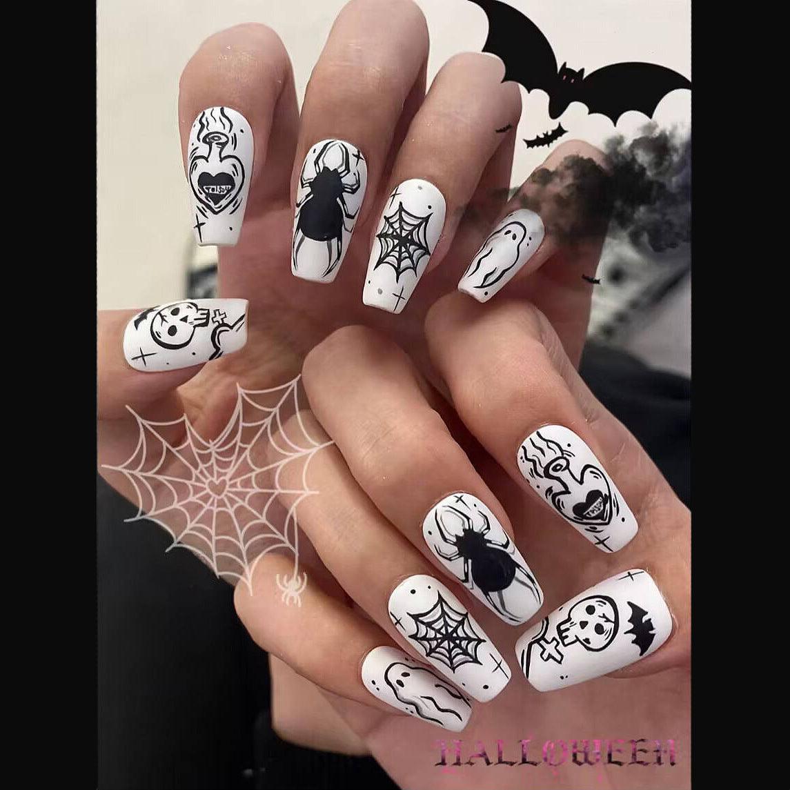 【Halloween nail】24pcs press-on nail with present and toolkit - Cherrylulu Beauty