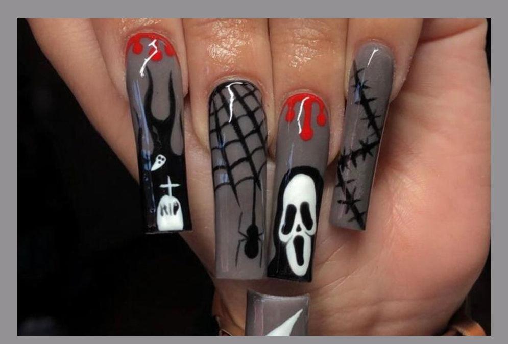 【Halloween nail】24pcs press-on nail with present and toolkit - Cherrylulu Beauty