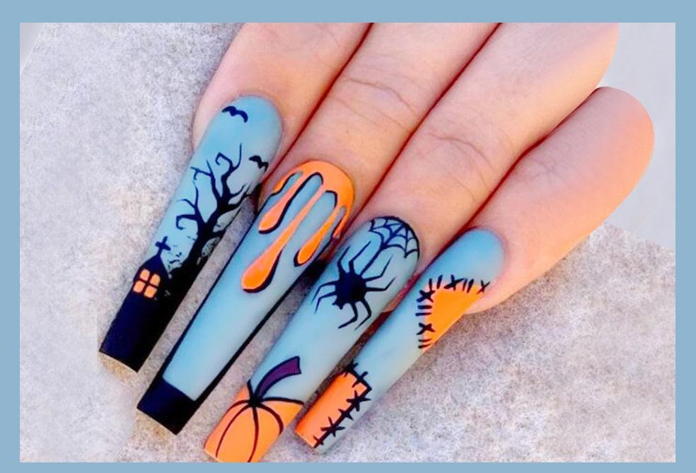 【Halloween nail】24pcs press-on nail with present and toolkit - Cherrylulu Beauty