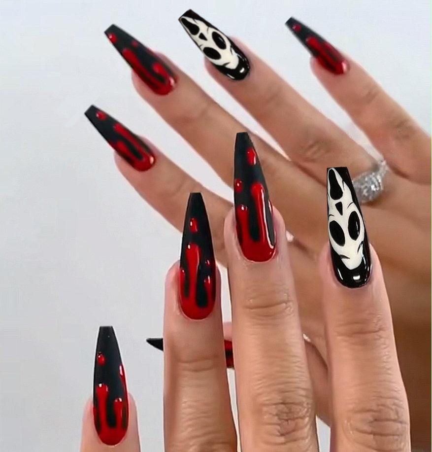 【Halloween nail】24pcs press-on nail with present and toolkit - Cherrylulu Beauty