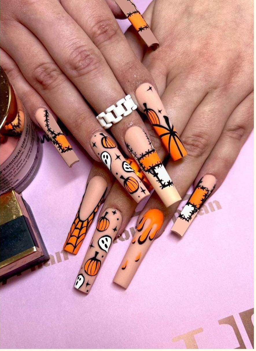 【Halloween nail】24pcs press-on nail with present and toolkit - Cherrylulu Beauty