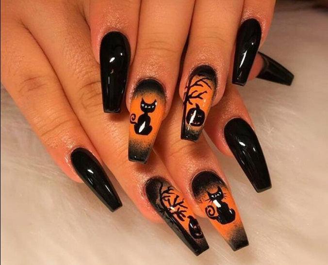 【Halloween nail】24pcs press-on nail with present and toolkit - Cherrylulu Beauty